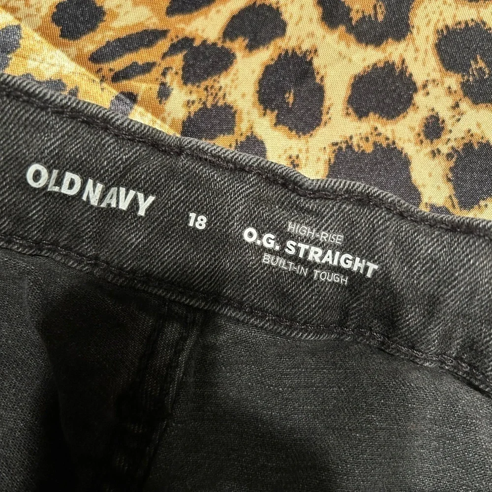 Girls Old Navy O.G. Straight Built-In Tough High Rise Distressed Black Jeans